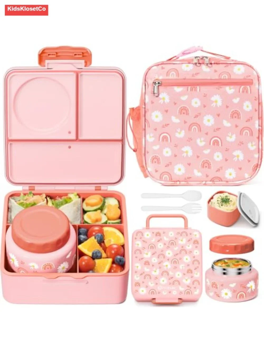 60oz Kids Bento Lunch Box with Insulated Bag, Thermos, Leakproof